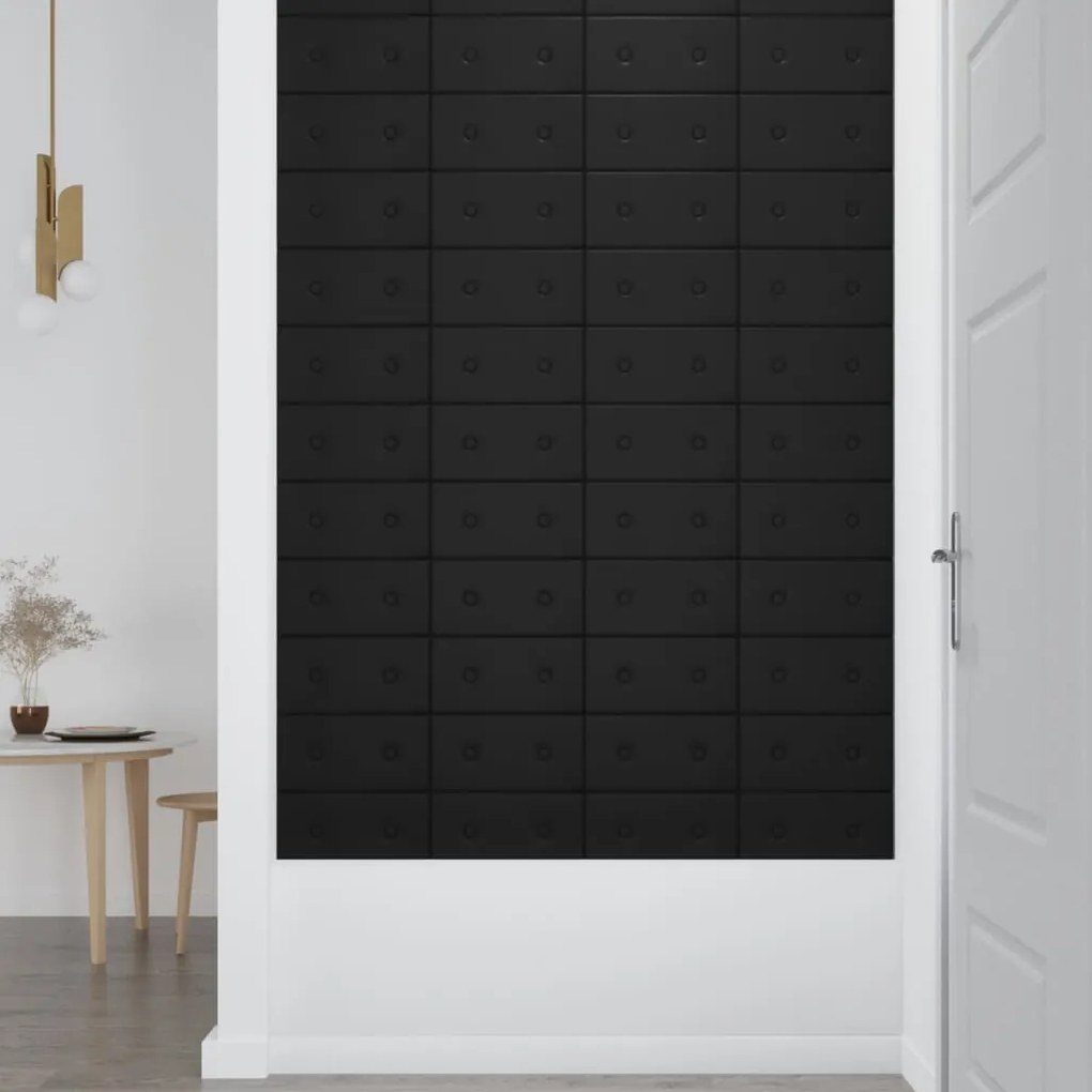 Painel de parede 12 pcs 30x15 cm couro artificial 0,54 m² preto