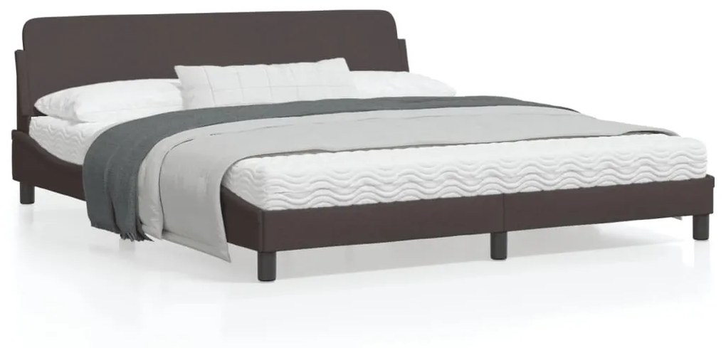 Estrutura de cama 180x200 cm tecido castanho-escuro