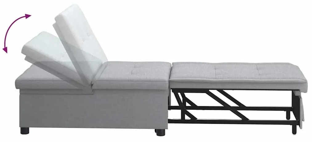 Sofá-cama 3 em 1 - Sofá Retrátil em Tecido Cinza Claro