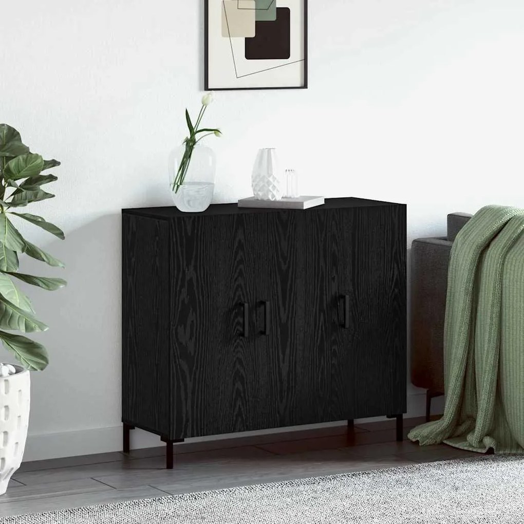 vidaXL Buffet Preto 90 x 34 x 80 cm Madeira processada