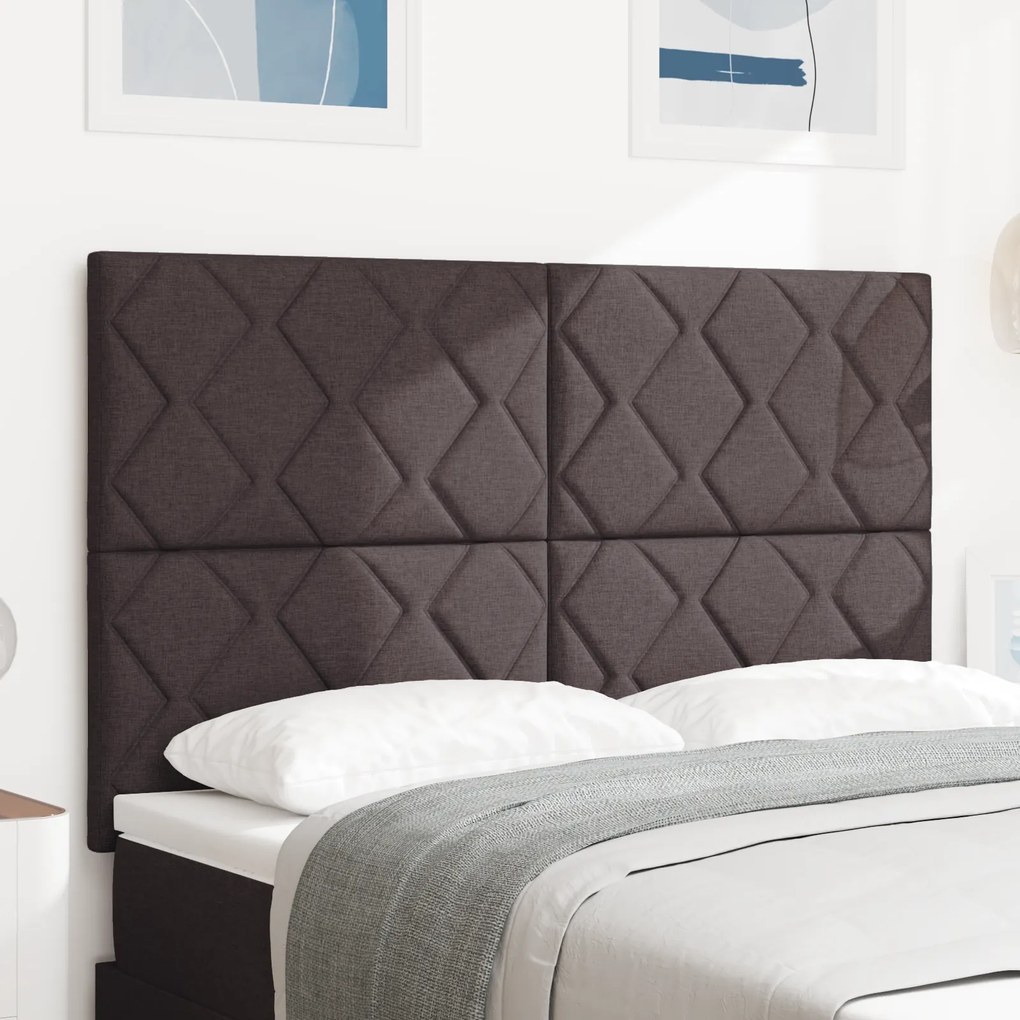 Cabeceira Design de Blocos de Diamante Marrom Escuro 160 cm Tecido