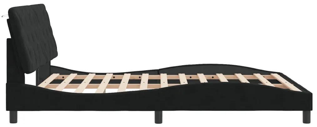 Estrutura de cama sem colchão 160x200 cm veludo preto