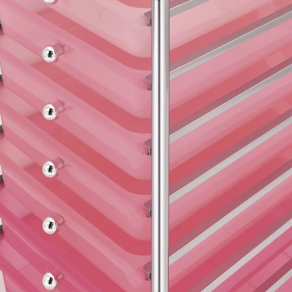 Carrinho de arrumação móvel c/ 10 gavetas plástico degradê rosa