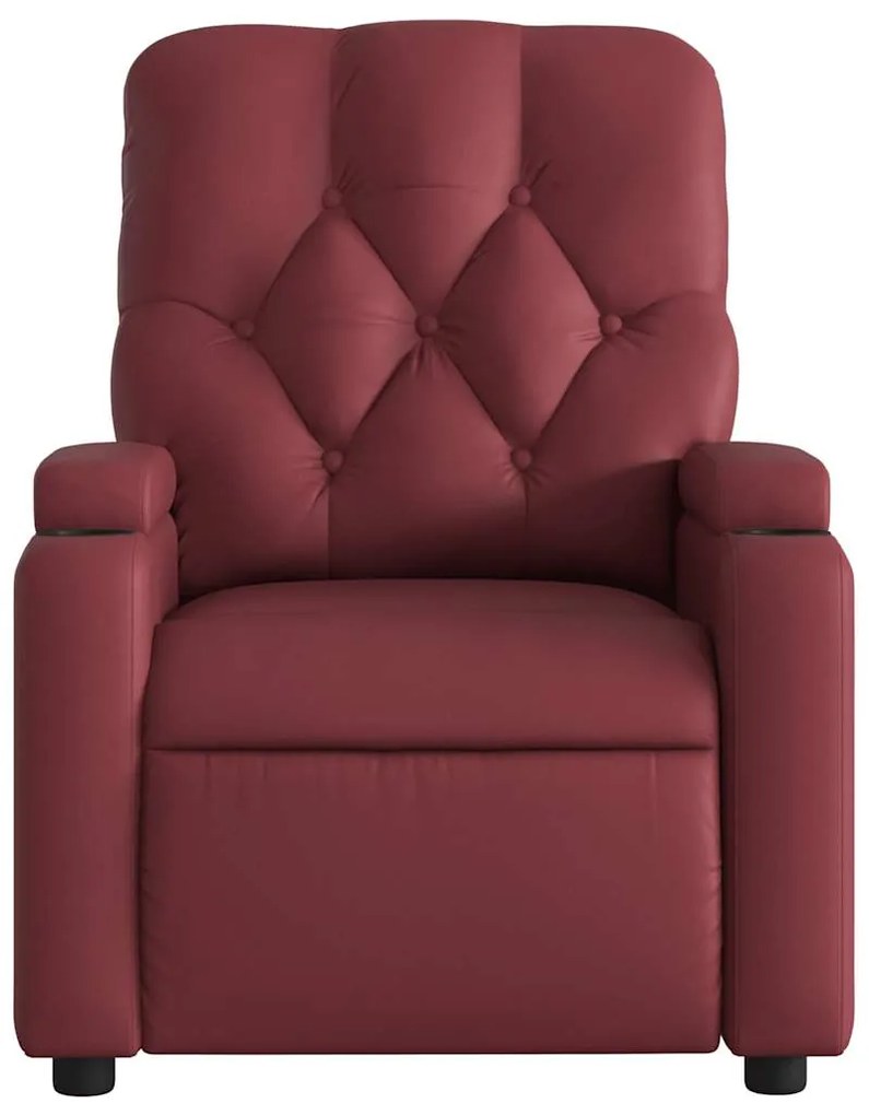 Poltrona massagens reclinável couro artificial vermelho tinto
