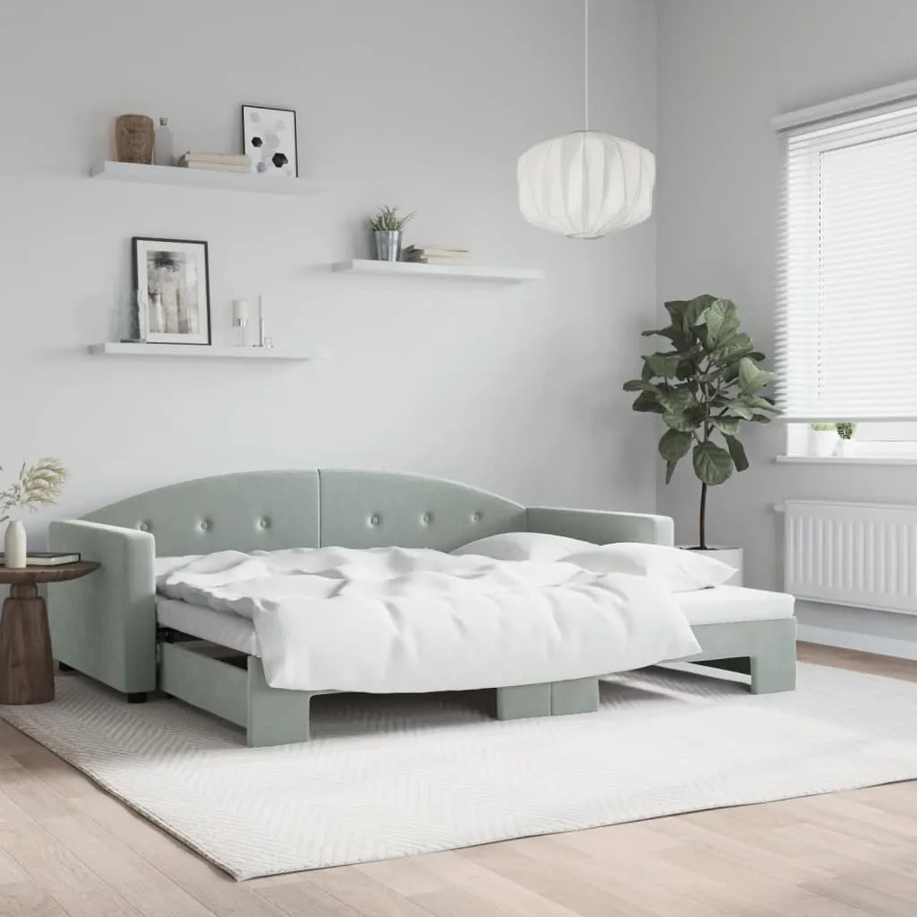 vidaXL Sofá-cama com gavetão 90x190 cm veludo cinzento-claro