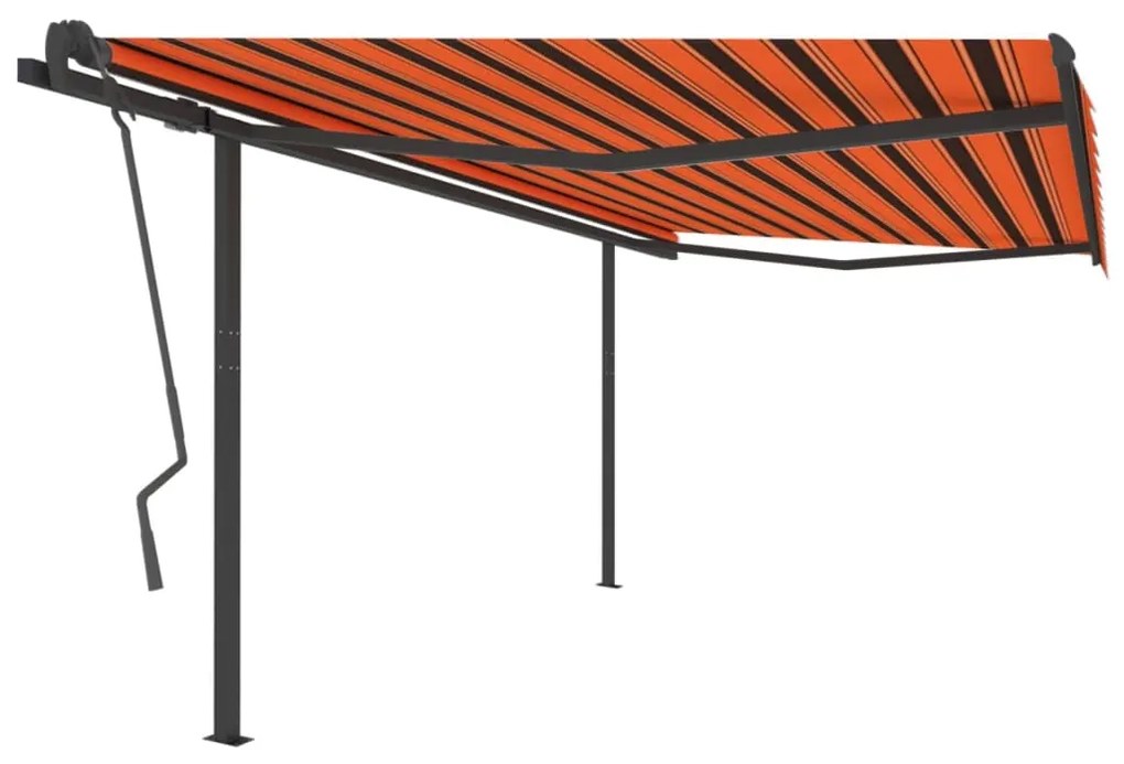 vidaXL Toldo retrátil manual com postes 4x3,5 m laranja e castanho