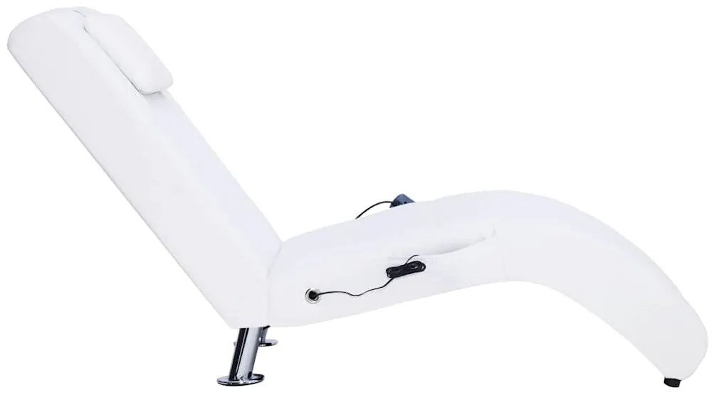 Chaise longue de massagem c/ almofada couro artificial branco