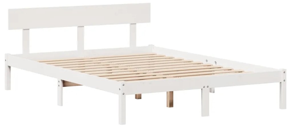 Cama com estante sem colchão 140x200 cm pinho maciço branco