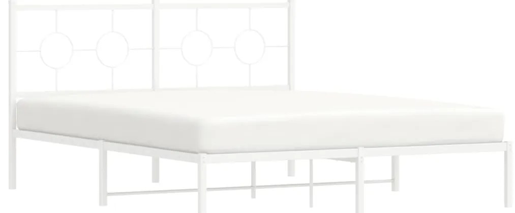 Estrutura de cama com cabeceira 150x200 cm metal branco