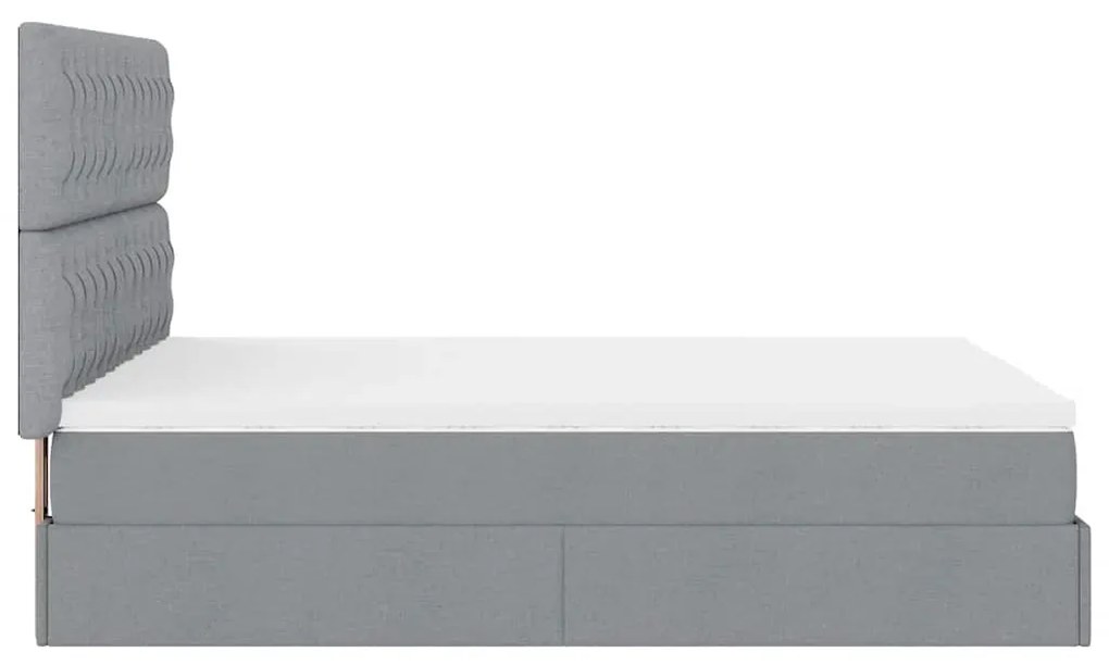 Estrutura de cama otomana com colchão 140x190 cm cinzento claro