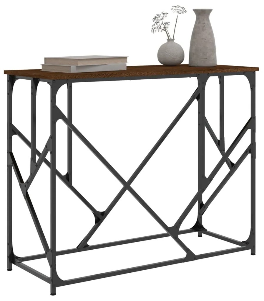Mesa consola 100x40x80cm derivados de madeira carvalho castanho