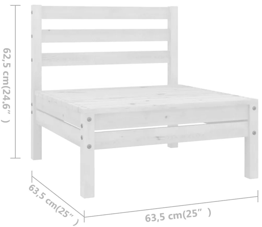 7 pcs conjunto lounge de jardim pinho maciço branco