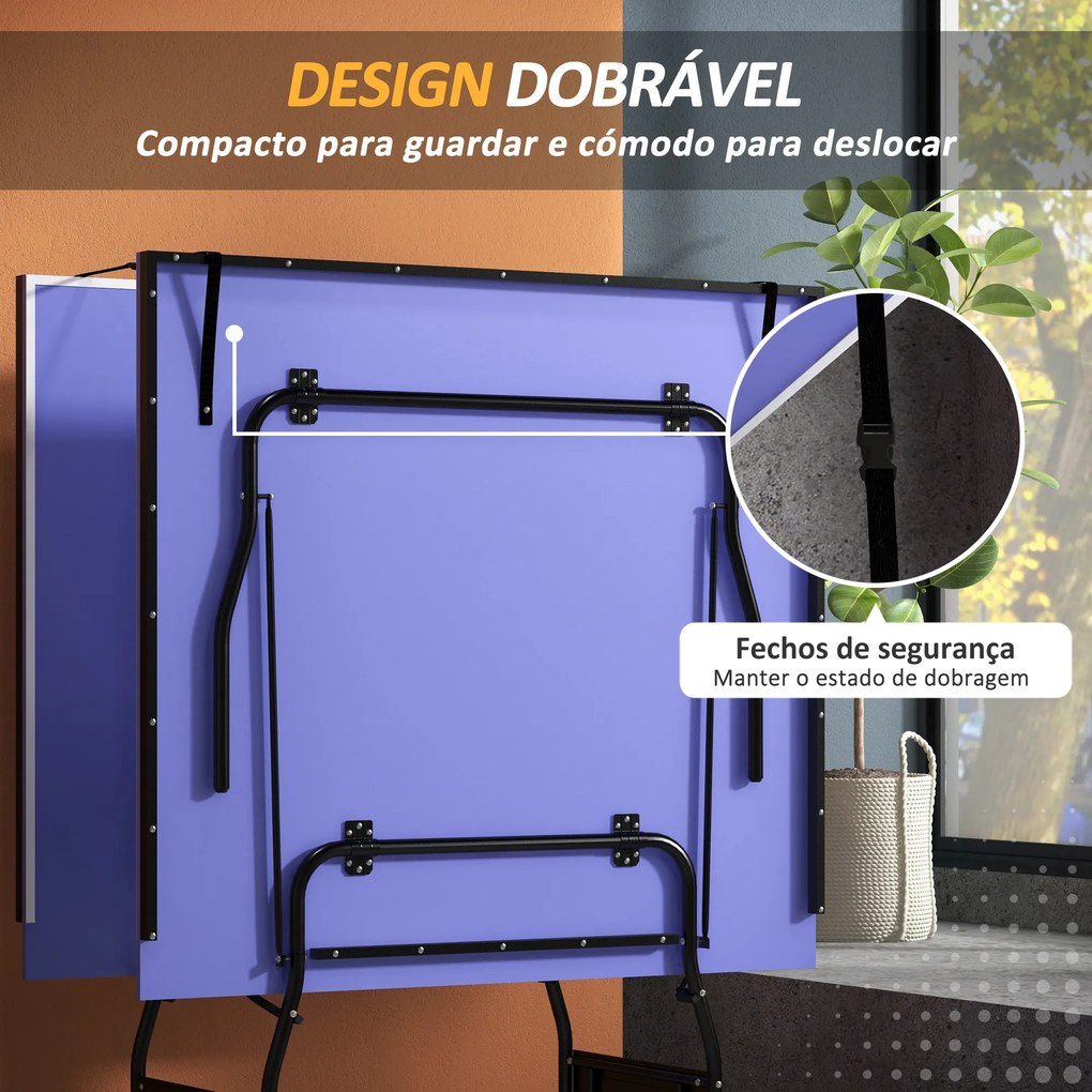 Mesa de Ping Pong Dobrável Profissional com Rodas Inclui 2 Raquetes e 3 Bolas para Interior e Exterior 274x152,5x76 cm Azul