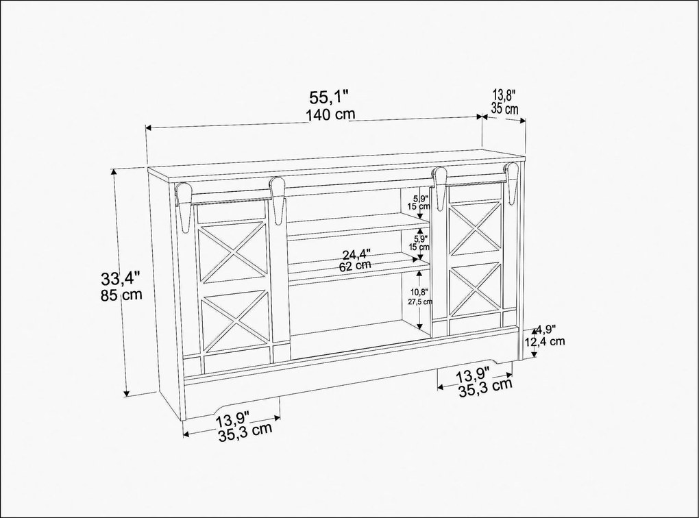Móvel TV Nisay – Branco Safira – 140 cm x 35 cm x 85 cm