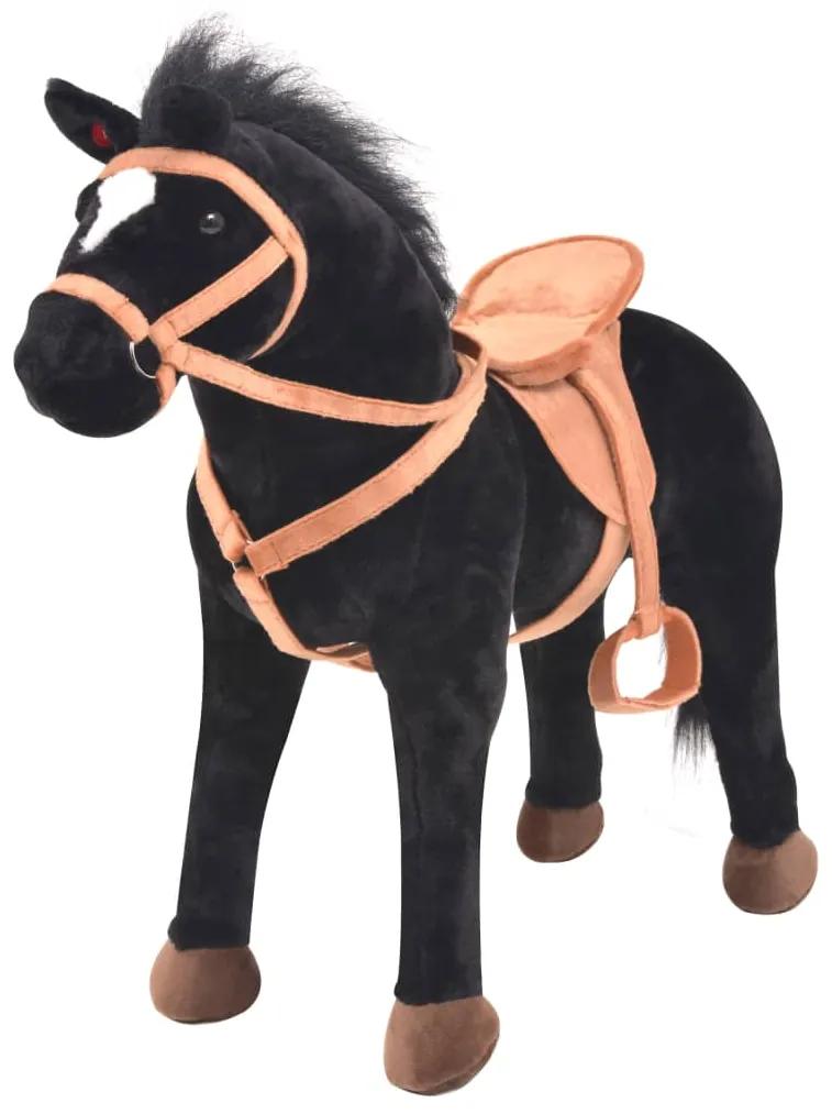 Cavalo de peluche de montar preto