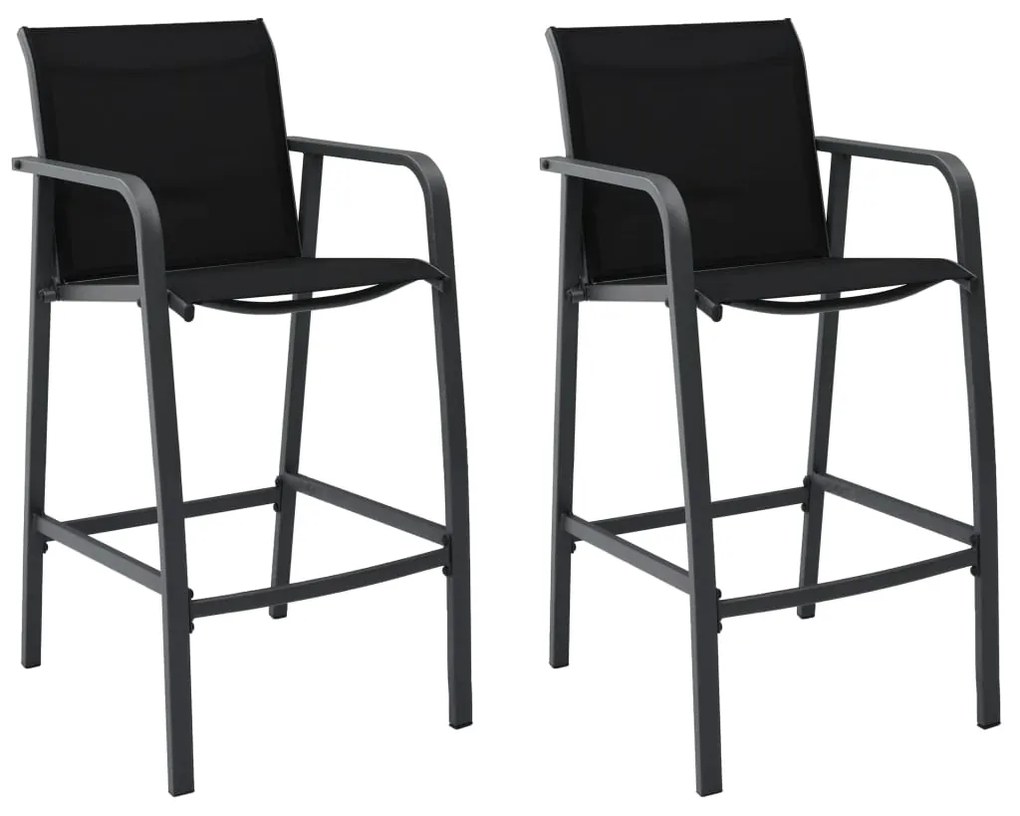 vidaXL Cadeiras de bar para jardim 2 pcs textilene preto