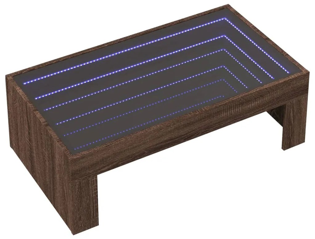 Mesa de centro luzes LED Infinity 90x50x30 cm carvalho castanho