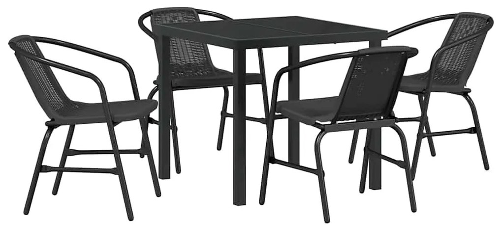 Conjunto de Jantar de Jardim com 5 Peças em Rattan Sintético Preto