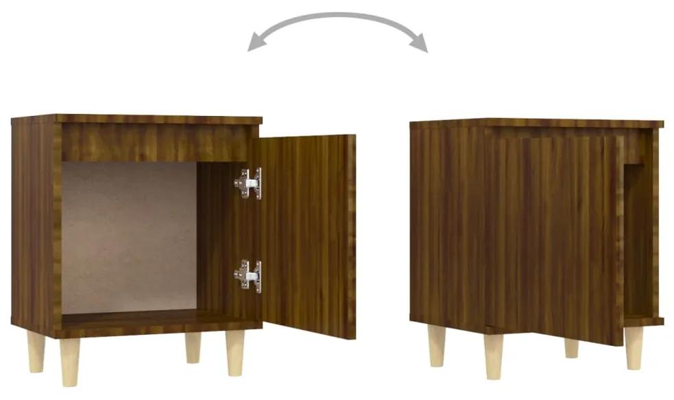 Mesa cabeceira pernas de madeira 40x30x50 cm carvalho castanho