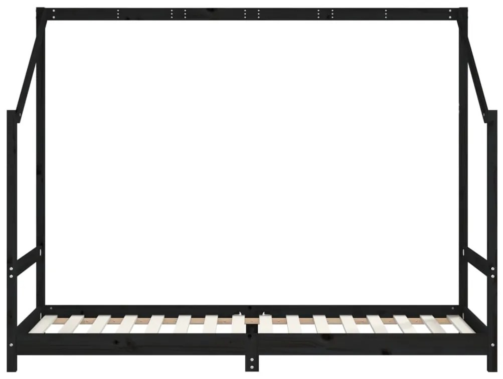 Estrutura de cama infantil 80x200 cm pinho maciço preto