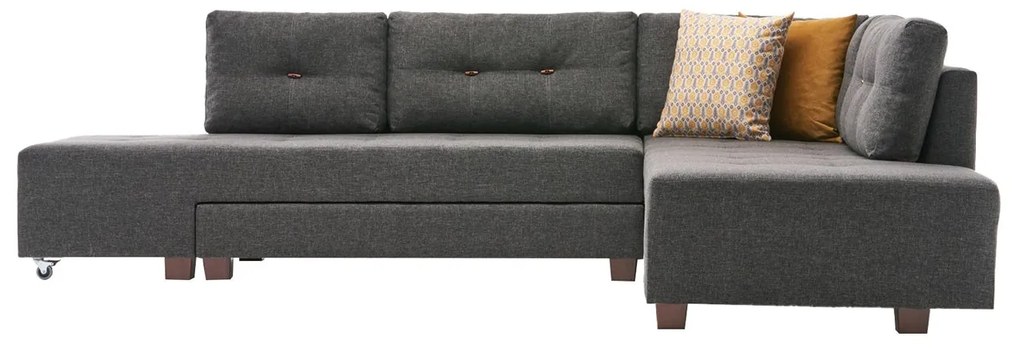 Sofá-cama de canto Manama – Antracite – 280 cm x 85 cm x 206 cm