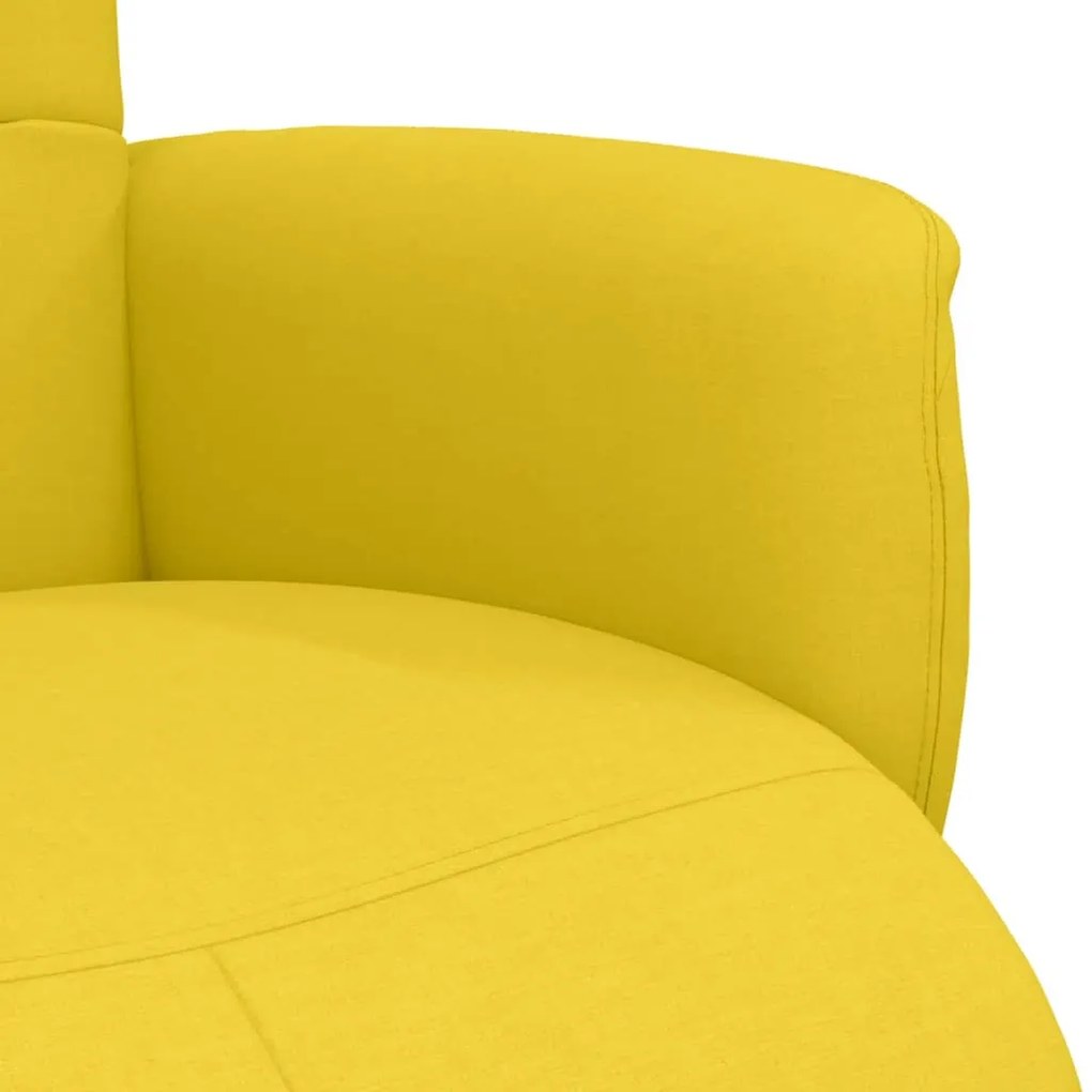 Cadeira reclinável com apoio de pés tecido amarelo-claro