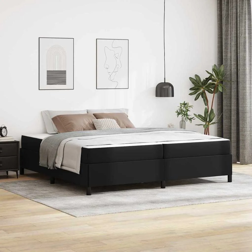 vidaXL Estrutura da Cama com colchão Preto 200 x 200 cm tecido
