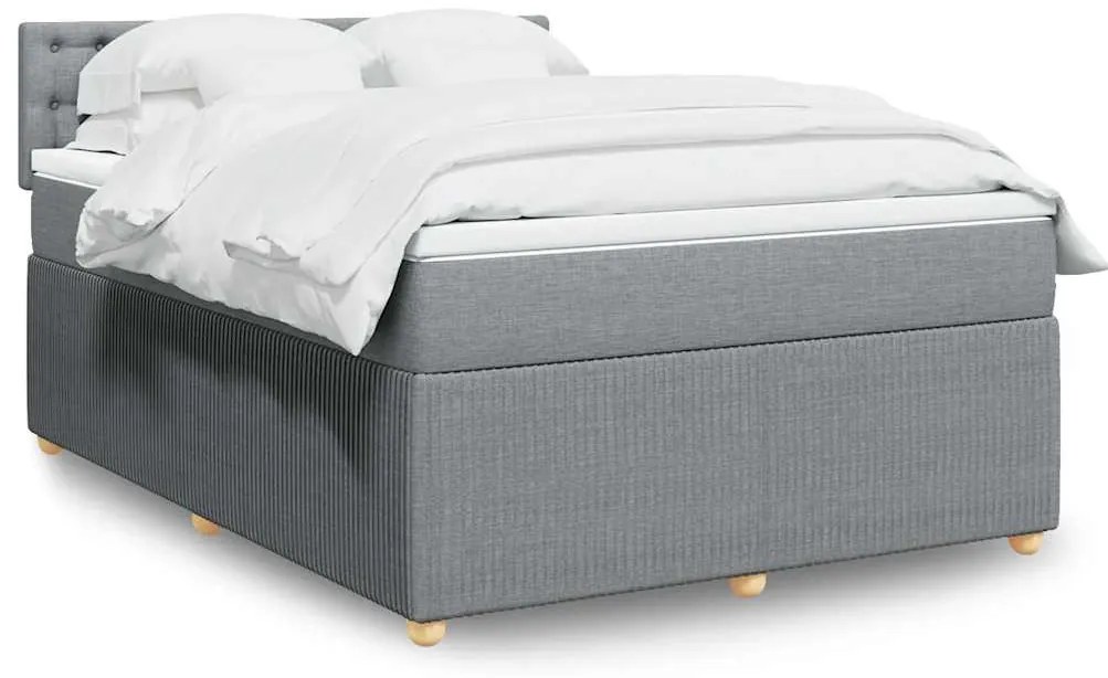 vidaXL Cama com molas/colchão 160x200 cm tecido cinzento-claro