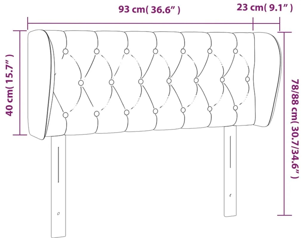 Cabeceira de cama c/ abas tecido 93x23x78/88 cm cinzento-claro