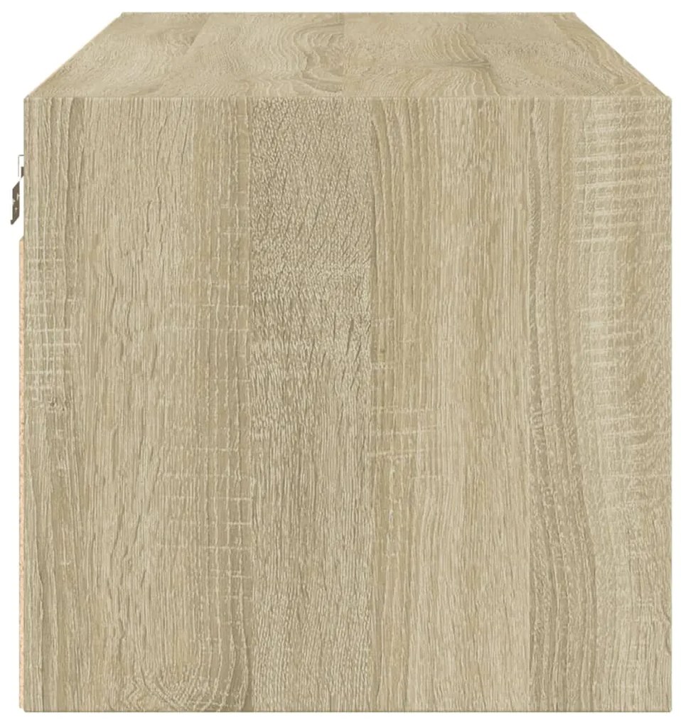 Armário de parede c/ portas vidro 102x37x35 cm carvalho sonoma