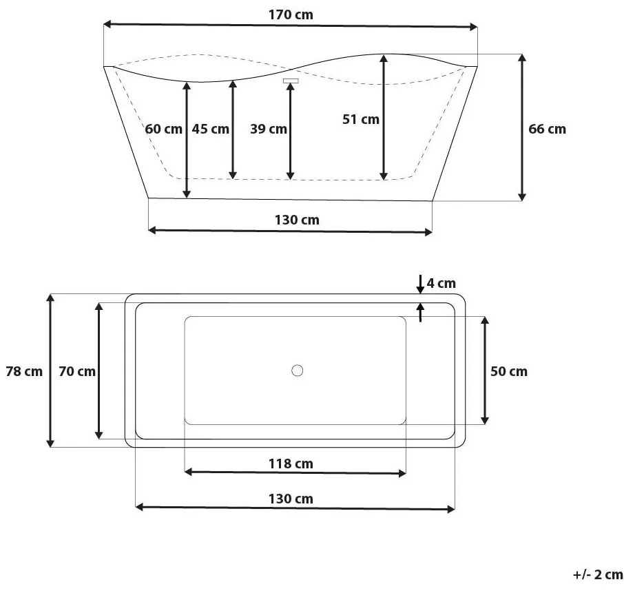 Banheira autónoma em acrílico branco 170 x 78 cm MARAVILLA Beliani