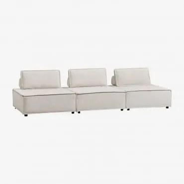 Sofá Modular De 3 Peças Em Tecido Vermont Chenille Bege Creme - Sklum
