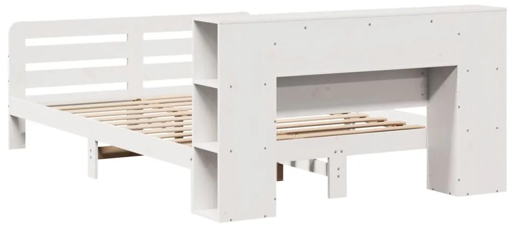 Cama sem colchão 140x200 cm madeira de pinho maciça branco