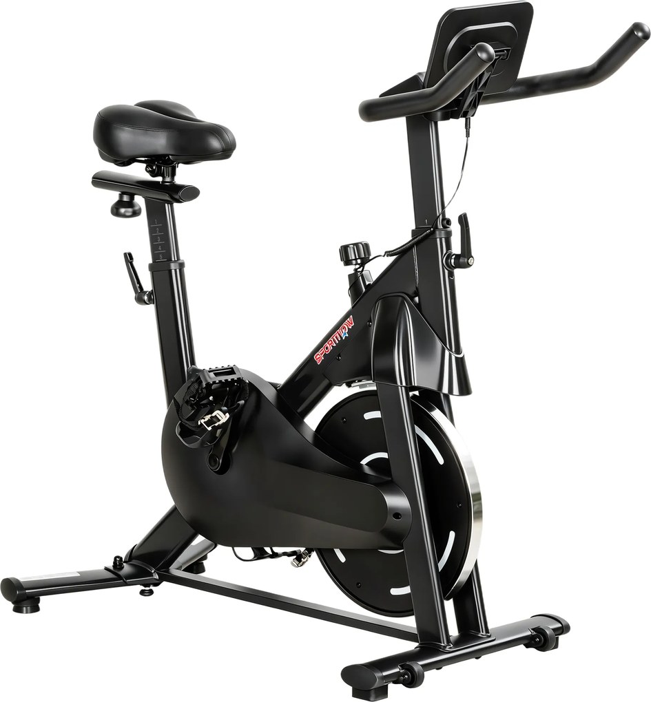 Bicicleta Estática com Resistência Magnética Regulável Ecrã LCD Volante Assento e Guiador Ajustáveis Preto