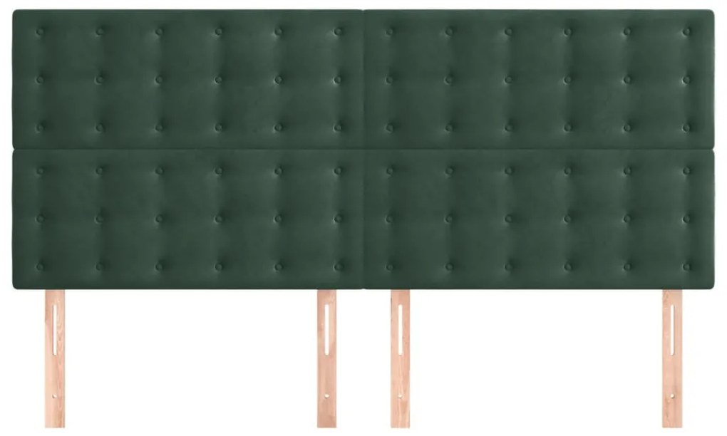 Cabeceira de cama 4 pcs veludo 100x5x78/88 cm verde-escuro