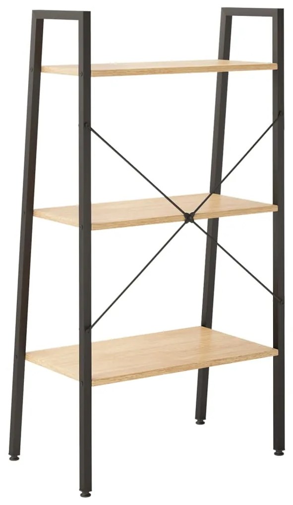 Estante de pé 3 prateleiras 56x35x108 cm castanho-claro e preto
