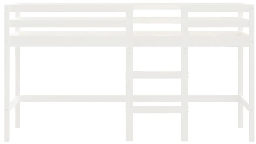 Cama alta p/ criança c/ escada 80x200 cm pinho maciço branco