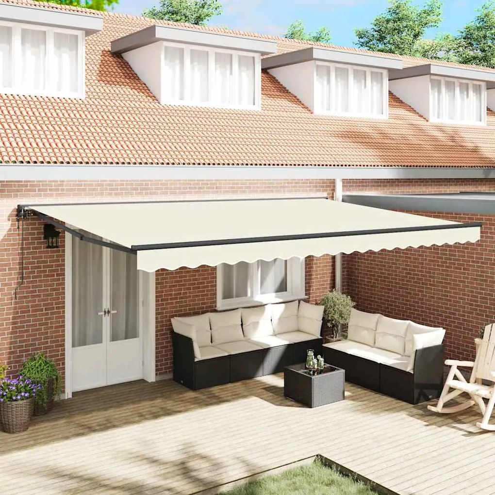 vidaXL Toldo Retrátil Creme 500 × 300 cm Poliéster e Metal