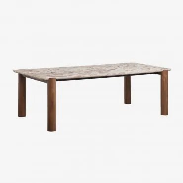 Mesa De Jantar Retangular 245x110 Cm Em Madeira De Manga E Mármore Oneca Mármore Bege Panther - Sklum