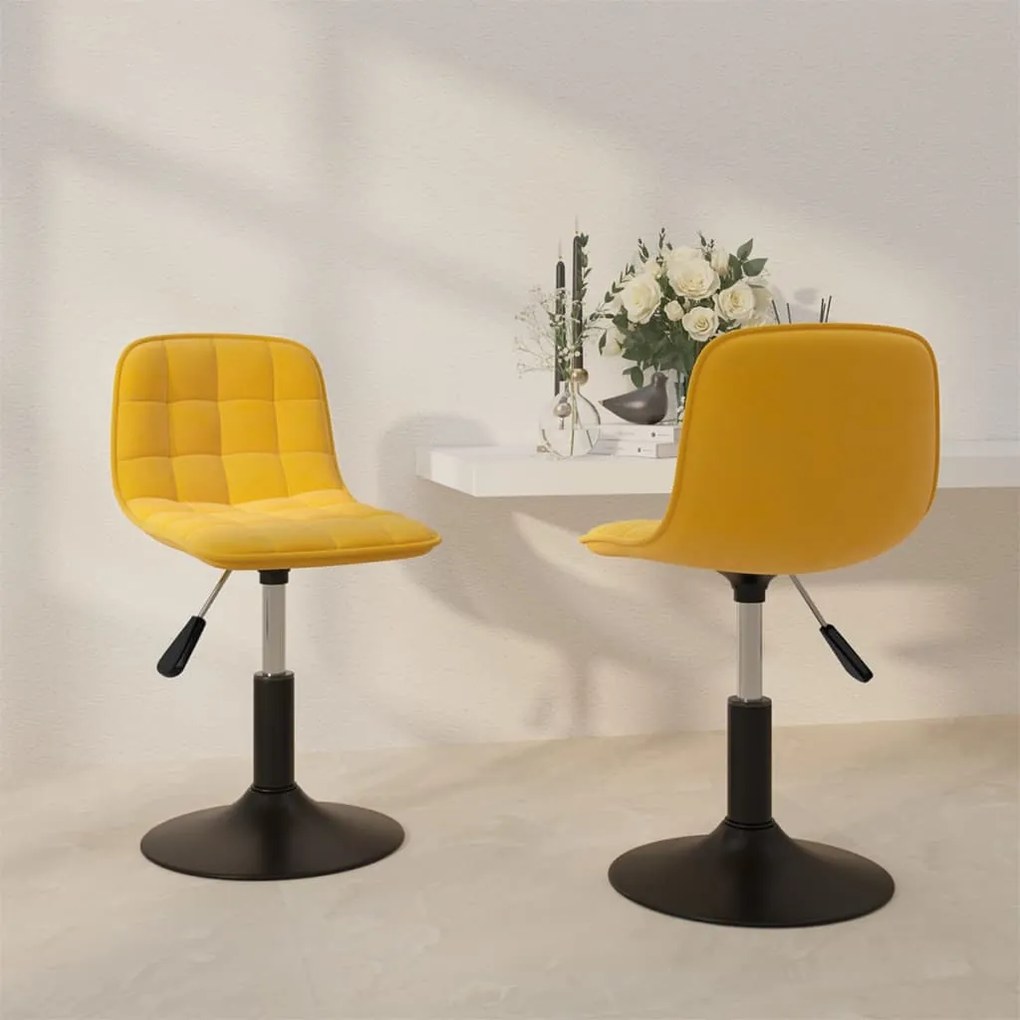 vidaXL Cadeiras de jantar giratórias 2 pcs veludo amarelo mostarda