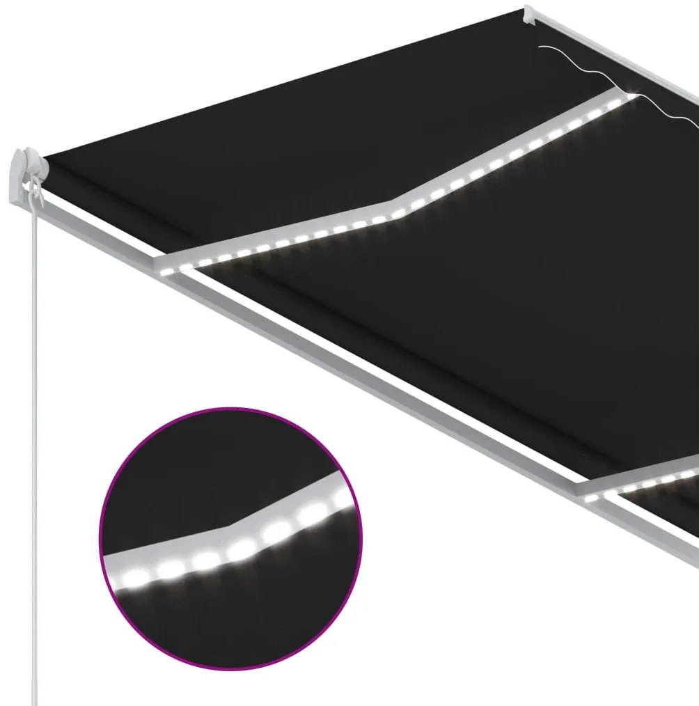 Toldo retrátil manual com LED 300x250 cm antracite