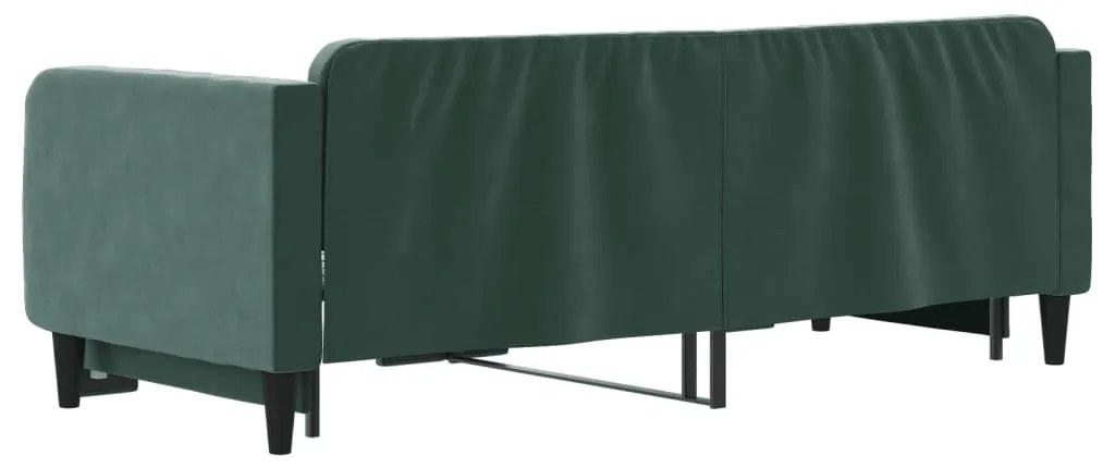 Sofá-cama com gavetão 90x200 cm veludo verde-escuro