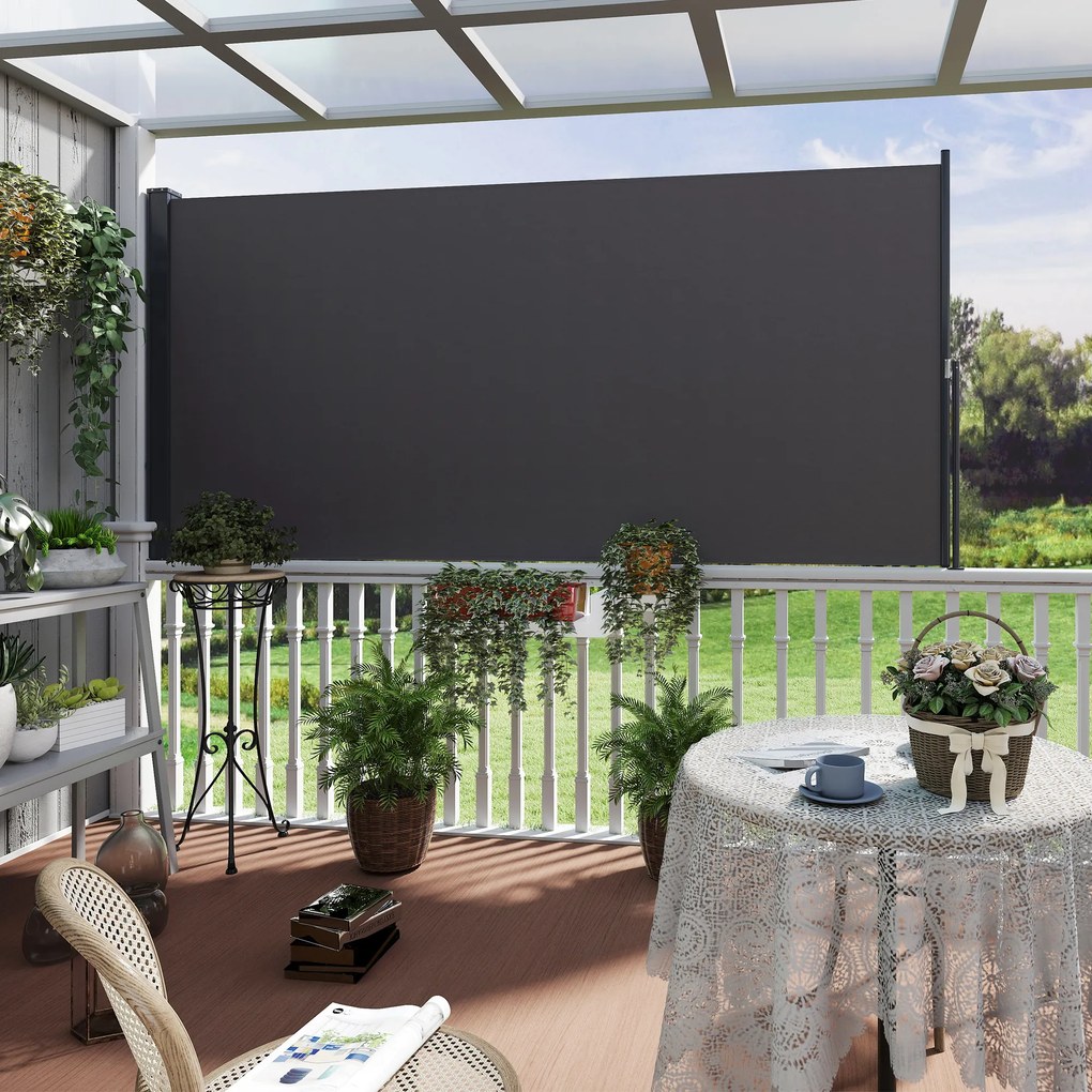 Toldo lateral com proteção contra olhares indiscretos, retrátil, 3 x 1,4 m, em alumínio e poliéster anti-UV de alta densidade (180 g/m²), cinzento esc