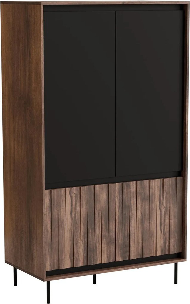 Roupeiro Catorle 104, Preto, Nogueira, 179x102x55cm, 71.4 kg, Portas para roupeiro: Com dobradiças