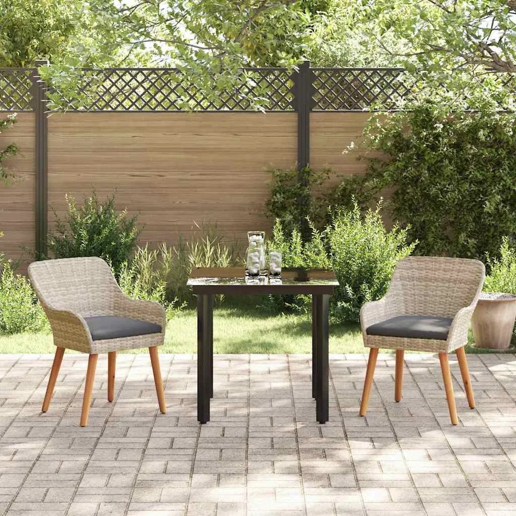 Conjunto de sala de jantar 3 pcs Cinza claro e preto Médio