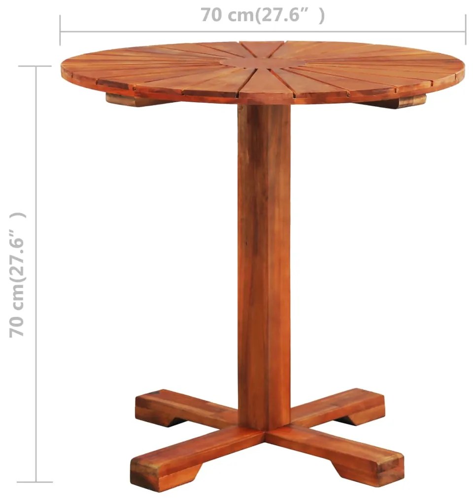Mesa de bistrô 70x70 cm madeira de acácia sólida