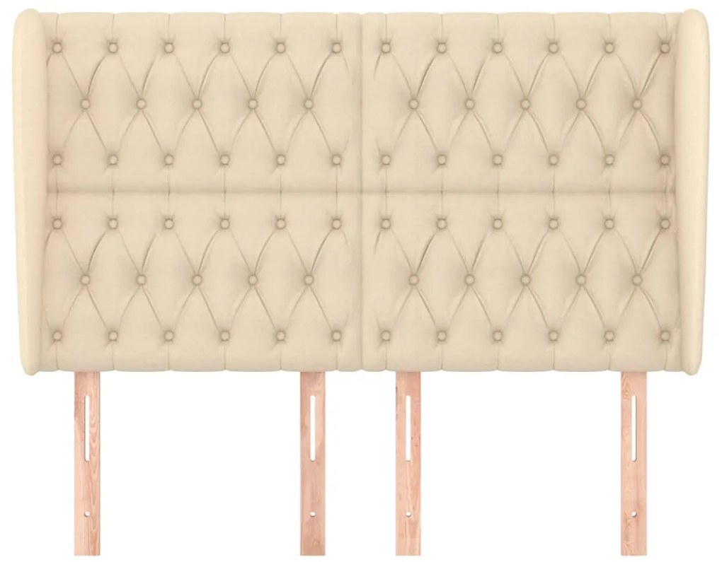 Cabeceira de cama c/ abas tecido 163x23x118/128 cm creme