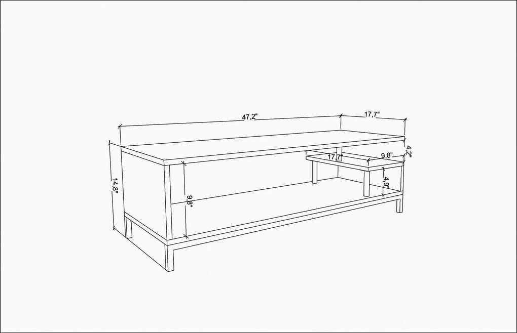 Móvel TV Reilly – Branco/Antracite – 120x44,6x37,6 cm