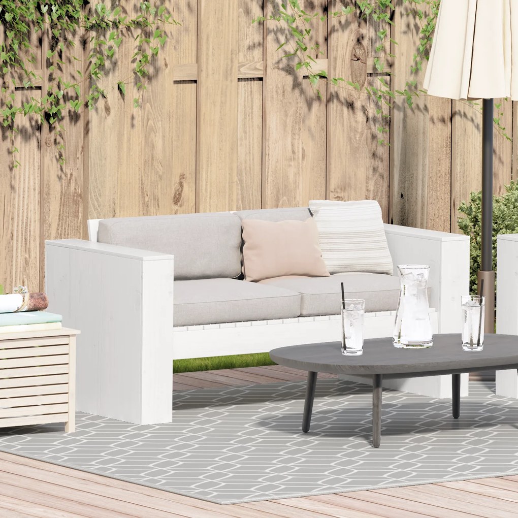 Sofá de Jardim 2-Lugares 134x60x62 cm Branco Madeira Sólida Pinheiro