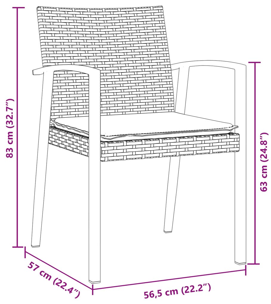 Conjunto de Jantar de Jardim em 5 Peças com Almofadas em Rattan Sintét